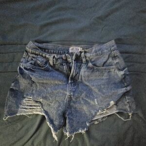 Distressed Blue Denim Shorts